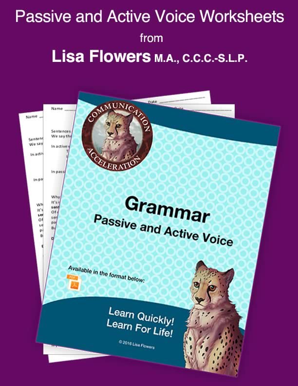 Grammar Worksheet Passive and Active Voice Grammar worksheet by Speech Language Pathologist Lisa Flowers