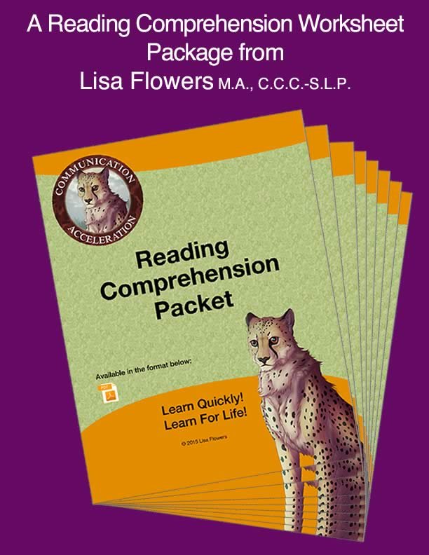 Reading comprehension worksheet Reading Comprehension Activities Packet by Speech Language Pathologist Lisa Flowers