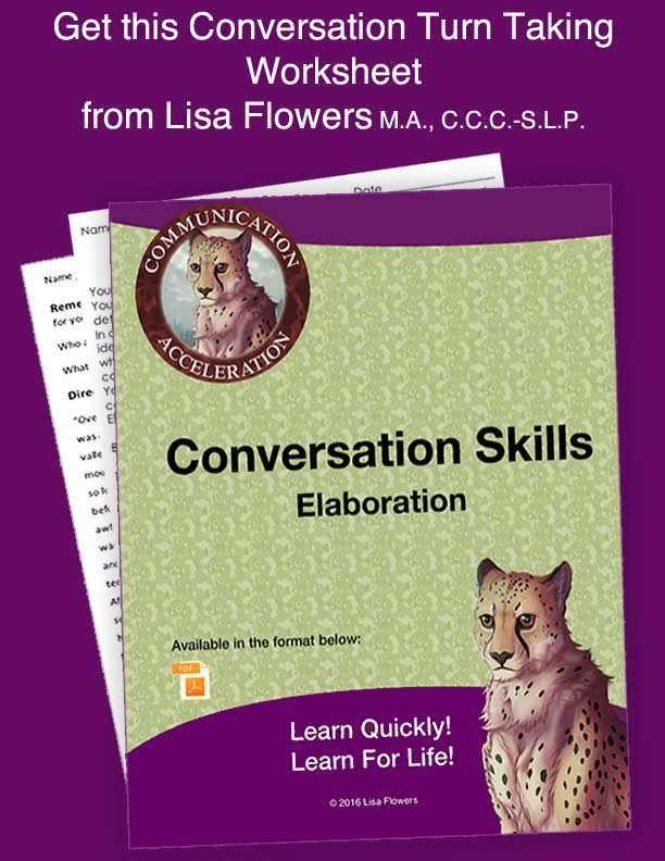 Social Skills Worksheet Conversational Skills Activity: Elaboration by Speech Language Pathologist Lisa Flowers