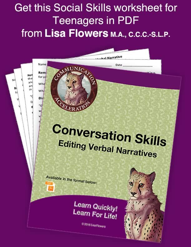 Social Skills Worksheet Improve Social Skills for Teenagers by Speech Language Pathologist Lisa Flowers