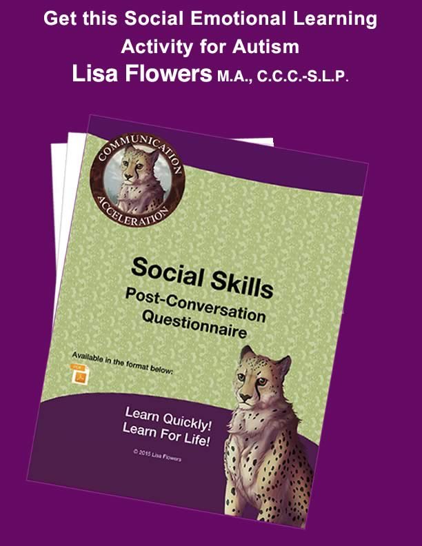Social Skills Worksheet Post Conversation Questionnaire by Speech Language Pathologist Lisa Flowers