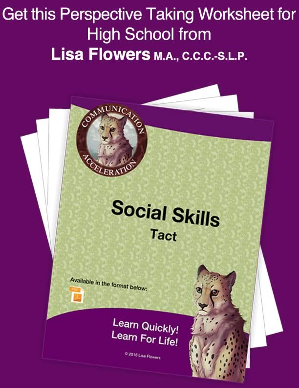 Social Skills Worksheet Perspective Taking High School Worksheet by Speech Language Pathologist Lisa Flowers