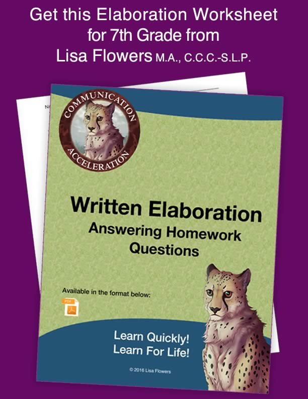 Writing skills worksheet Elaboration Worksheet for 7th Grade by Speech Language Pathologist Lisa Flowers