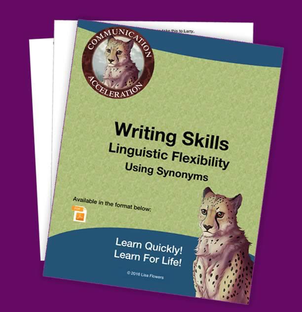Writing skills worksheet Linguistic Flexibility - Using Synonyms writing by Speech Language Pathologist Lisa Flowers