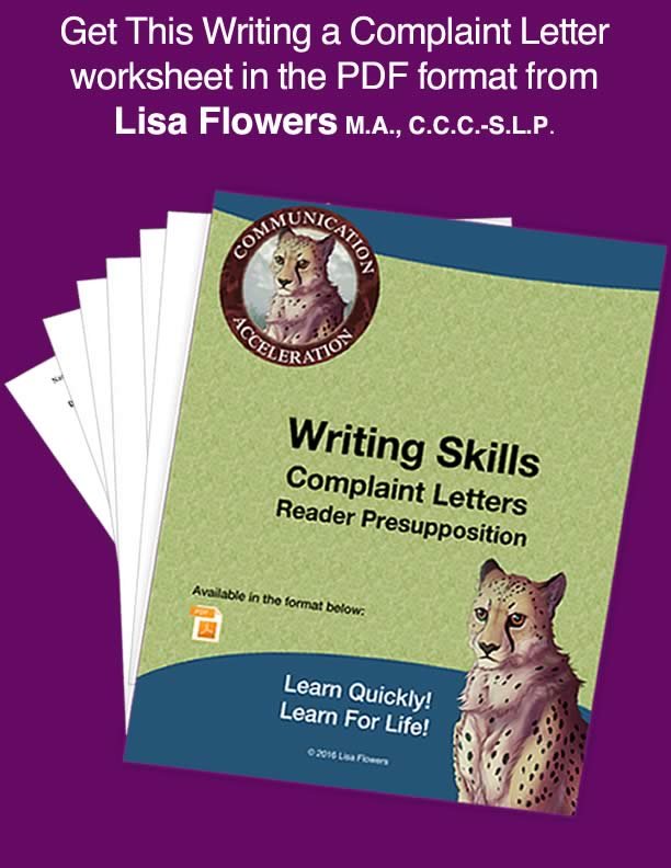Writing skills worksheet Letter of Complaint Exercises by Speech Language Pathologist Lisa Flowers